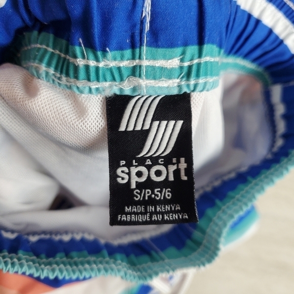 PLACE Sport Swim‎ Trunks Lot of 2 Boys Small 5/6 Beach Surfboard Stripes Blue - Picture 3 of 6
